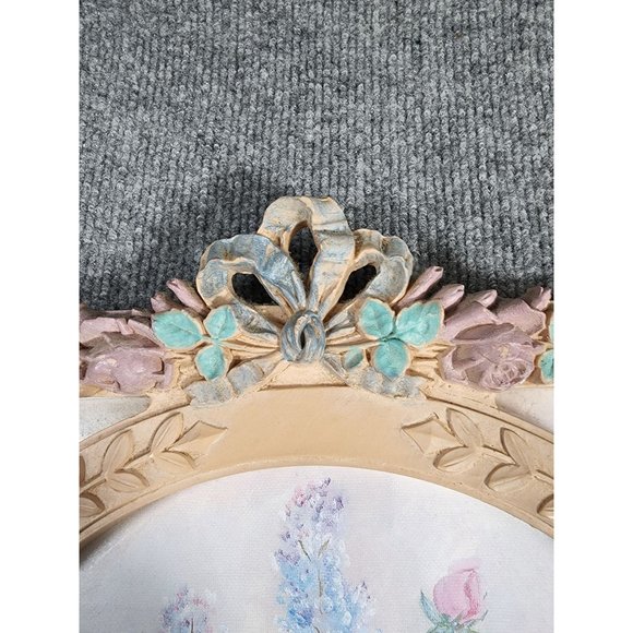 Vtg Ava Freeman Framed Floral Print Home Decor Circle in a Square 13"x13" - Picture 4 of 7